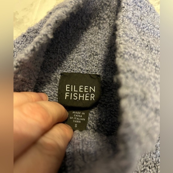 Eileen Fisher Blue Cashmere Wool Blend Full Zip Cardigan Sweater size Small - Picture 2 of 7